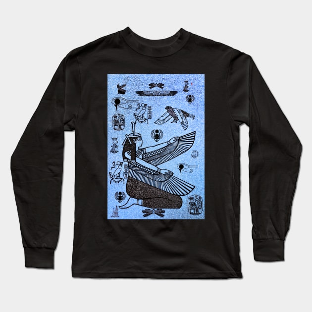 Blue Hieroglyphics Long Sleeve T-Shirt by Minxylynx4